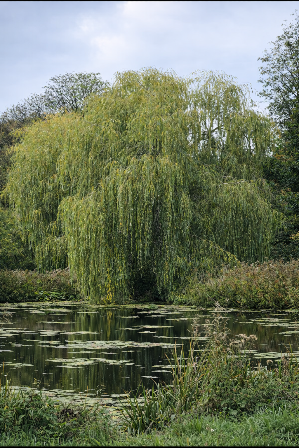 Developed colour artwork of the willow and pond